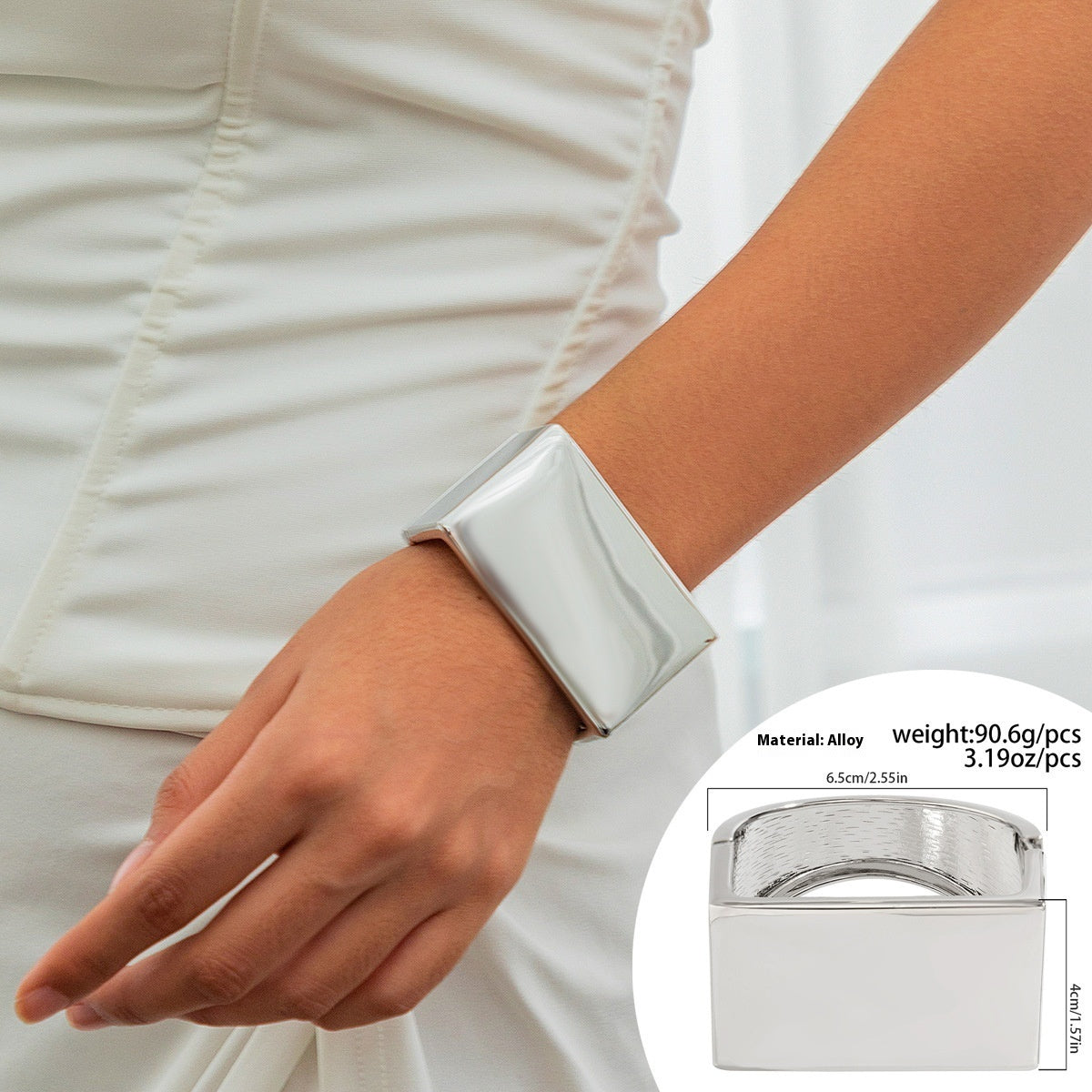 Women Wide Cuff Bangle Bracelet Fashion Jewelry Electroplated Finish Irregular Design Alloy Gloss Elegant Chic