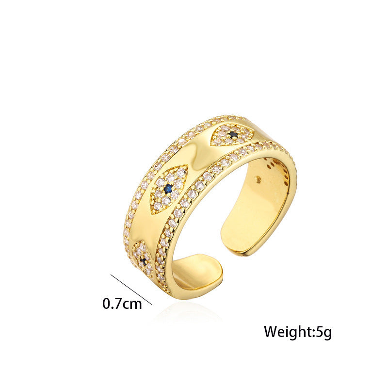 Gold Plated Copper Zircon Ring Adjustable Geometric Design Fashion Jewelry Gift for Women Who Love Modern Style