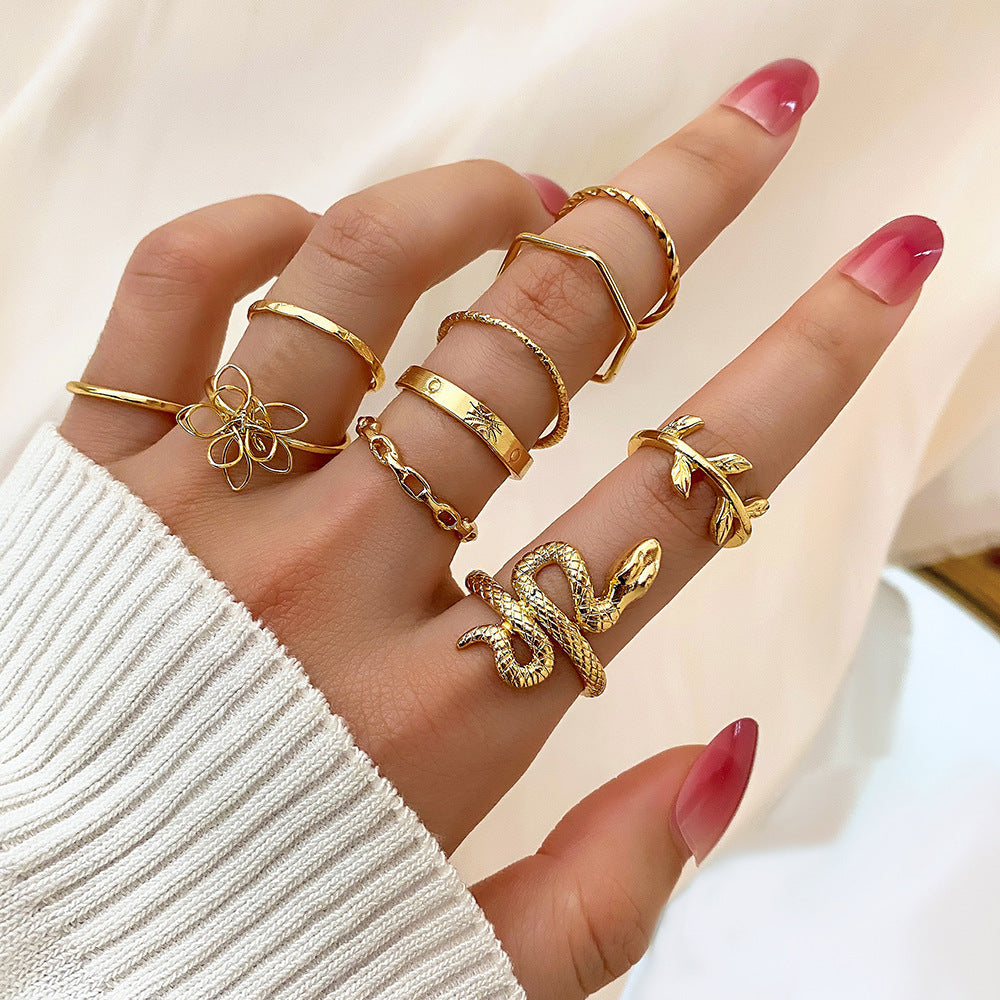 Butterflies Ring Set 22 Piece Geometric Alloy Rings Electroplating And Environmentally Friendly Color Retention