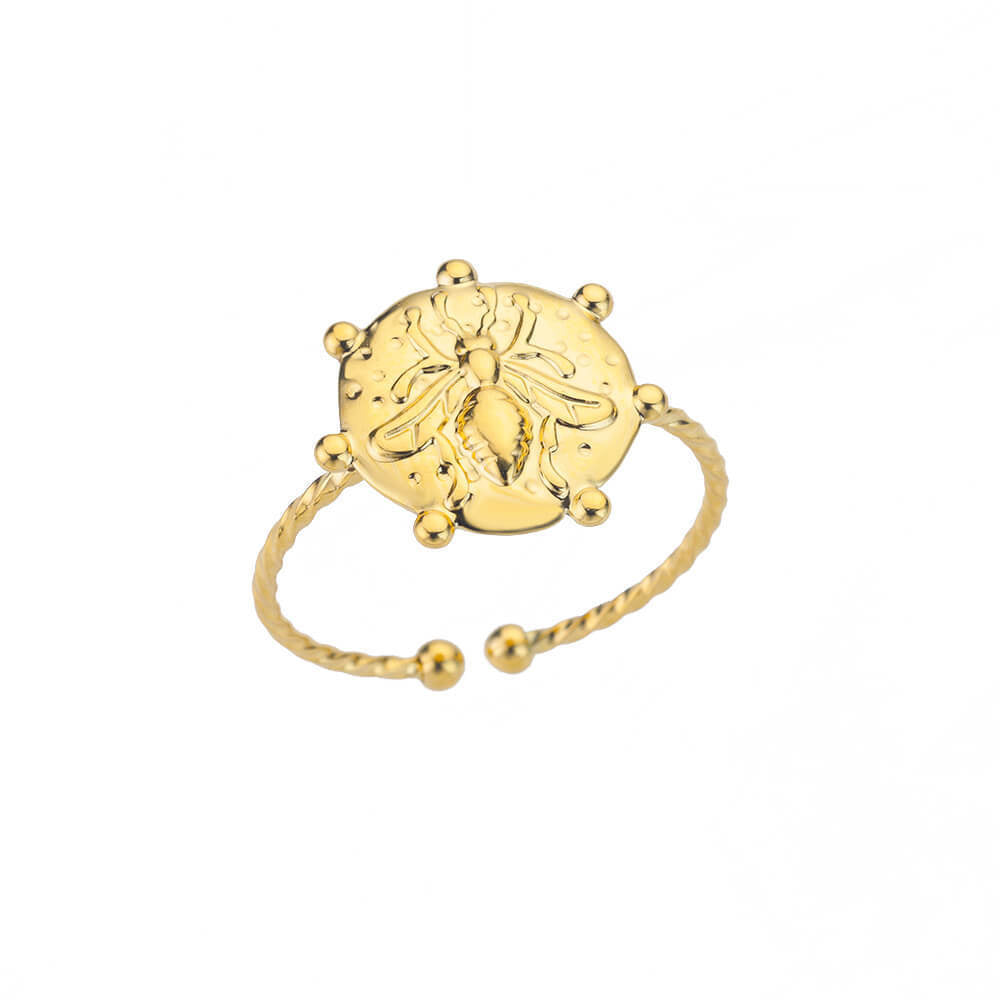 Womens Stainless Steel Ring Adjustable Geometric Open Ring Round Electroplated Jewelry for Women Everyday Wears