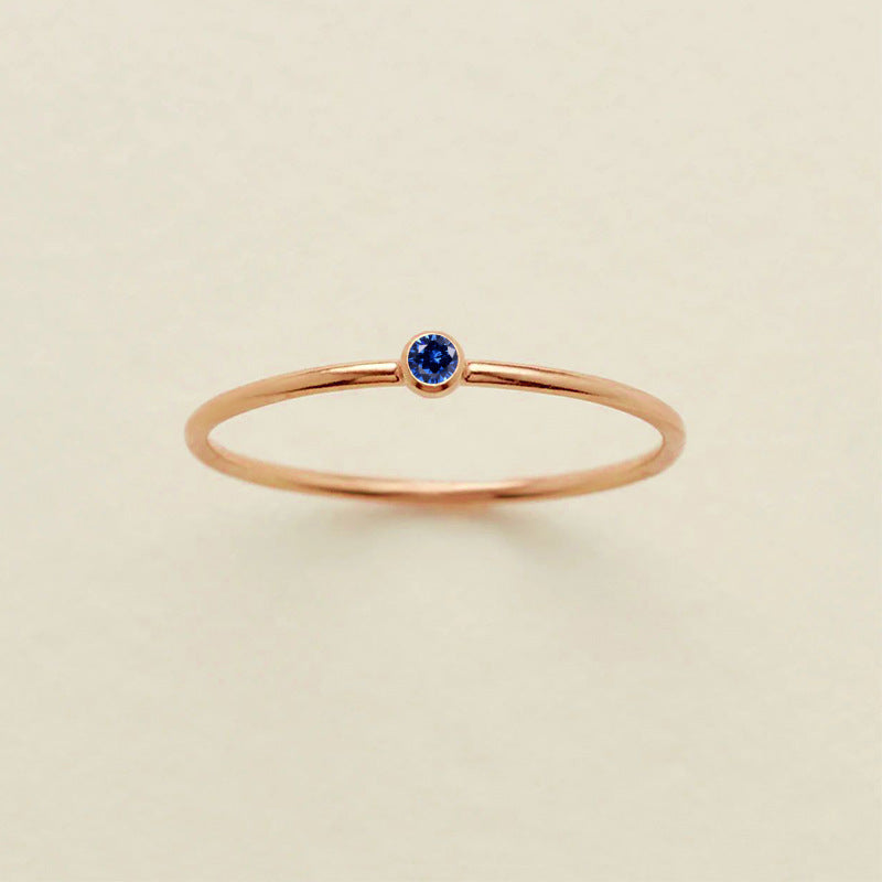 Stainless Steel Geometric Ring With Diamond Accents And Colorful Simulated Birthstone Anniversary Ring For Women Girls