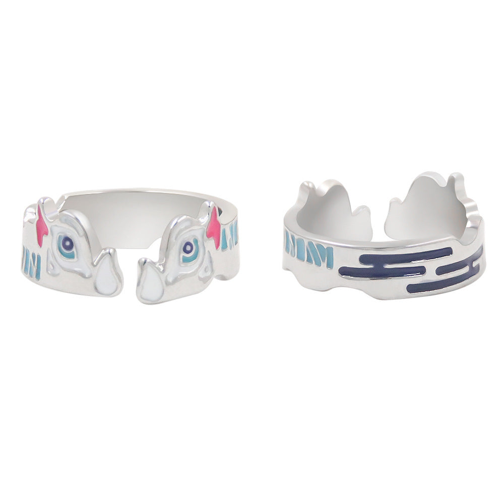 Adjustable Opening Alloy Rings Anime Pattern Fashion Ring Unisex Design Impression Ring Stylish Gift Idea Idea