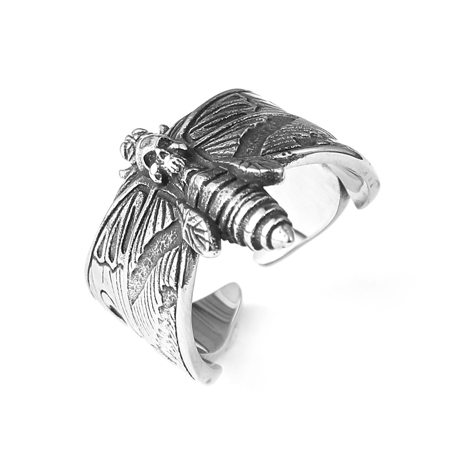 Stainless Steel Gothic Butterfly Ring Unisex Deathly Moth Jewelry Durable Trendy Statement Rings For Men Women