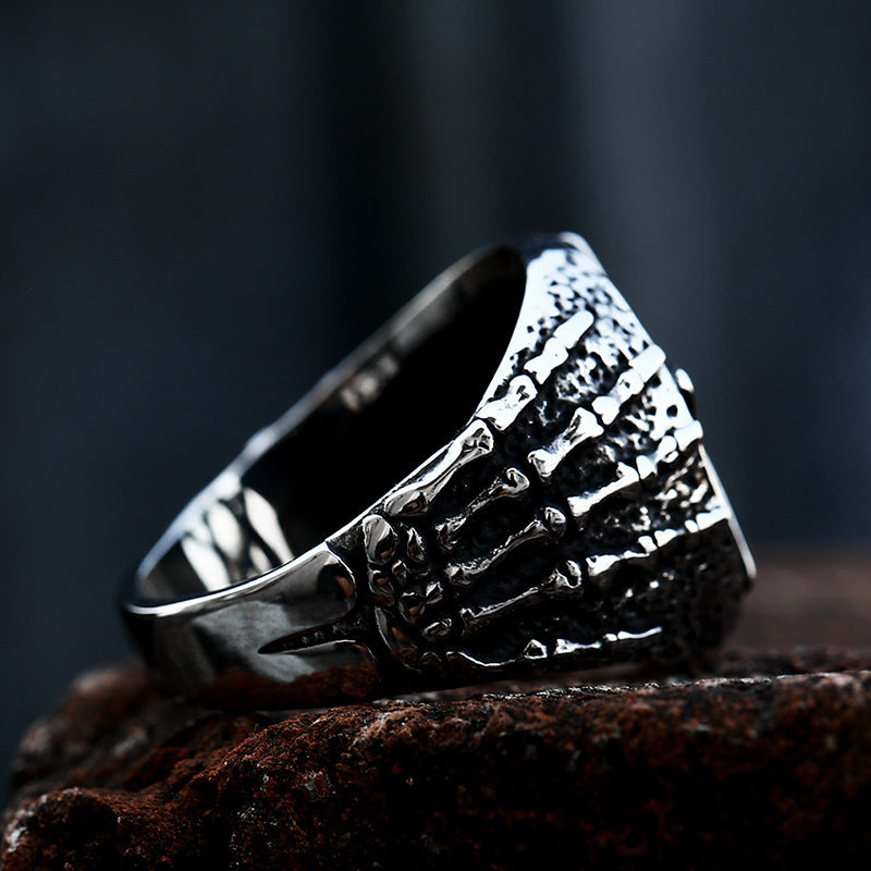 Vintage Stainless Steel Hand Bone Pentagram Ring For Men Silver Star Shape Jewelry US 7 8 9 10 11 12 13 RingX1