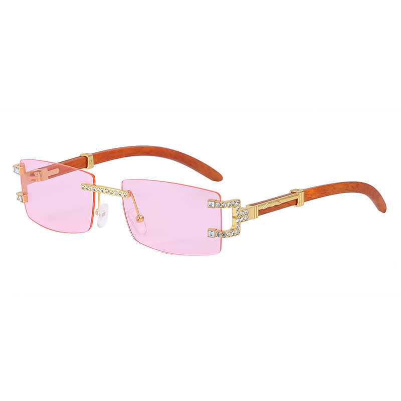 Mens Fashion Sunglasses Frameless Square Diamond Accent Sunglasses For Sun Protection Travel Stage Performance