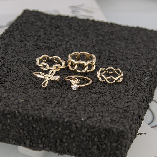 Womens Five Piece Ring Set Geometric Alloy Jewelry Electroplated Finish Fashion Accessories European Americans