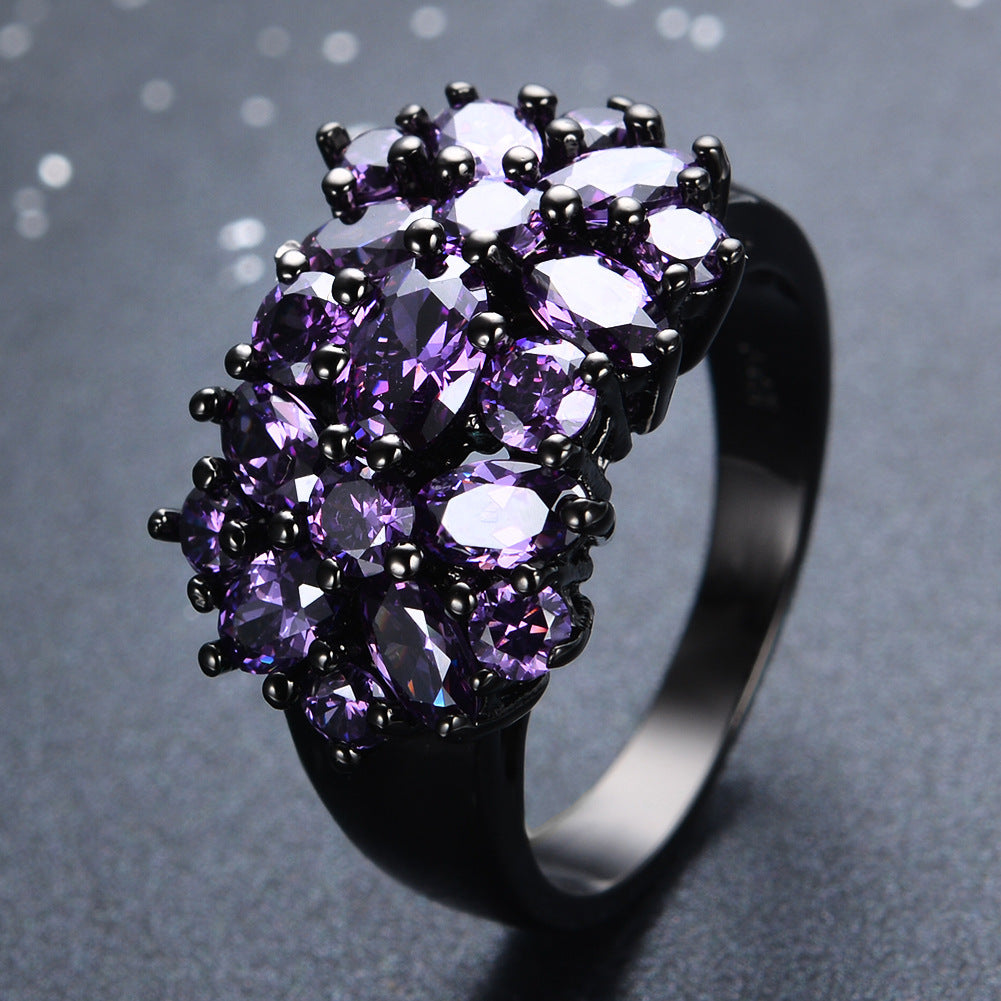 Womens Black Gold Gypsophila Ring Geometric Copper Alloy With Artificial Gemstone Festival Jewelry Gift Idea Stylish