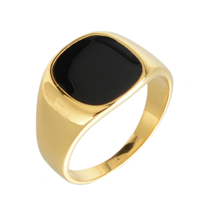 Titanium Steel Cast Black Oval Epoxy Stainless Steel Ring