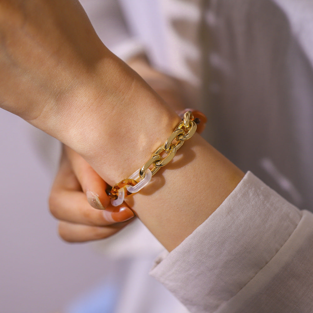 Resin Chain Bracelet Leopard Print Mushroom Image Bangle Chic Artistic Design Fashion Statement Timeless Style