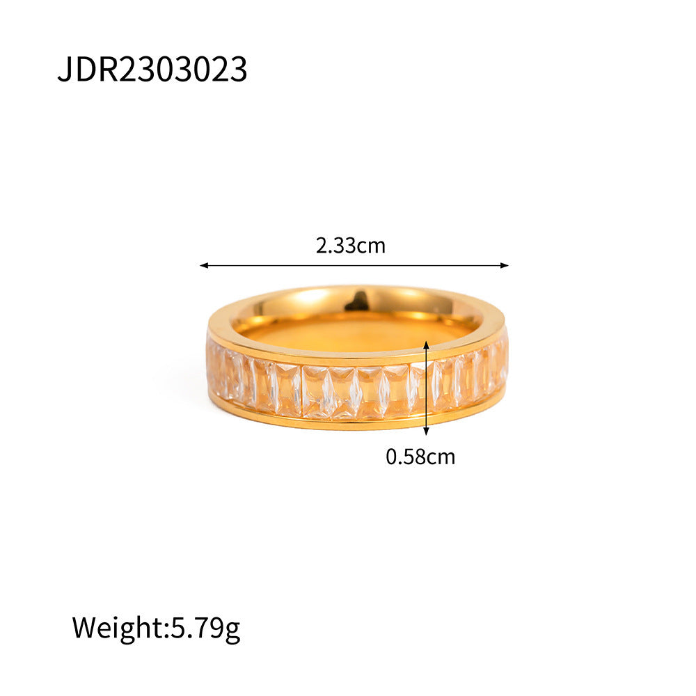 Stainless Steel Ring Electroplated With Zircon Stone Fashion Jewelry For Women Girls Band Ring For Any Occasion