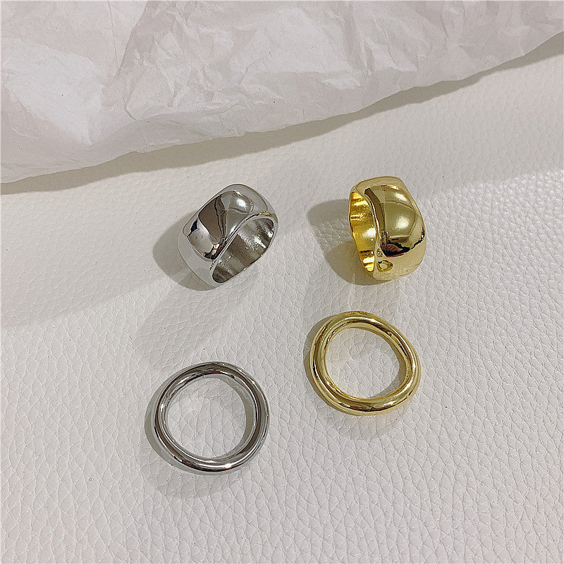 Unisex Ring Wavy Curve Geometric Alloy Metal Glossy Electroplated Fashion Jewelry Elegant Modern Durable Versatile