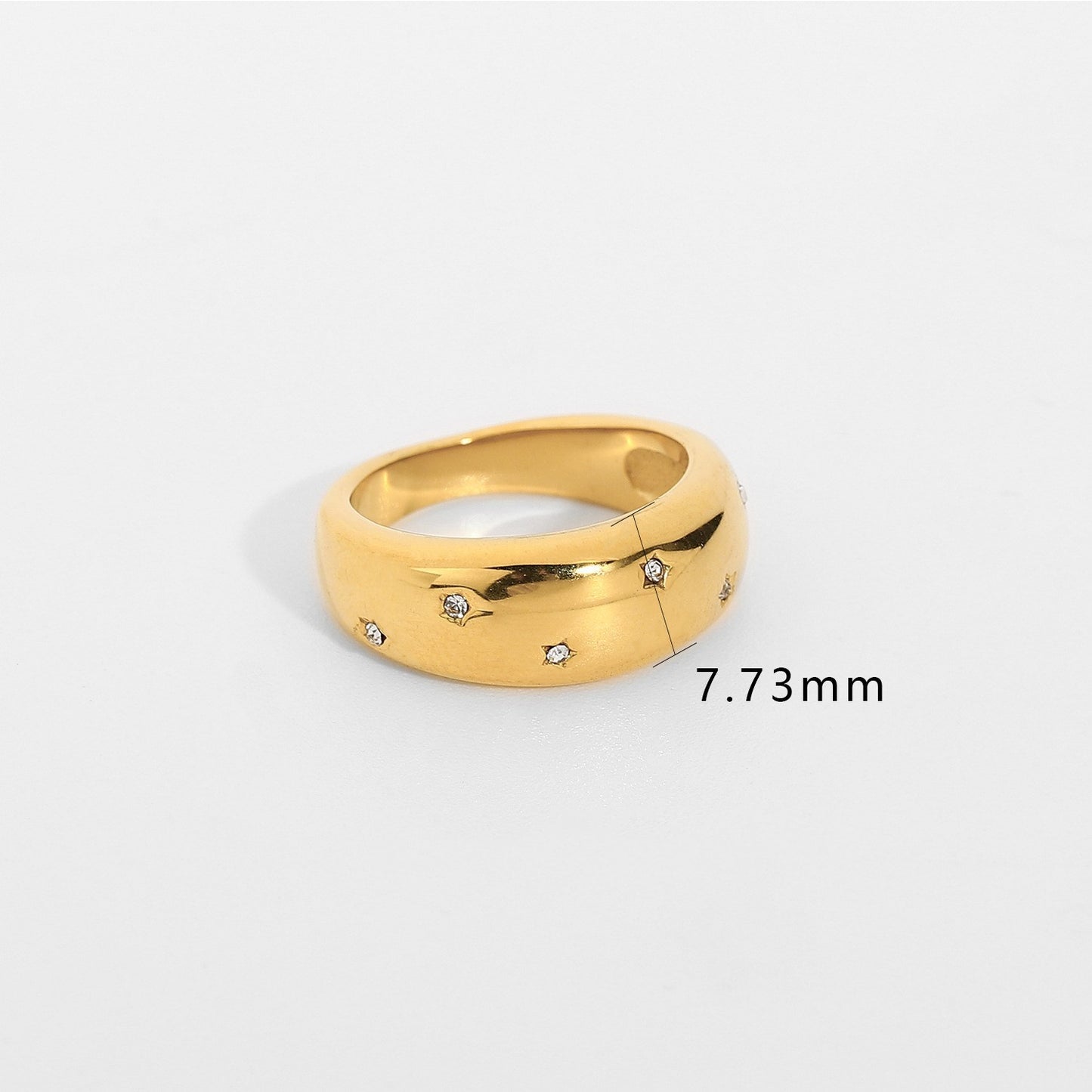 Womens Gold Plated Stainless Steel Ring with Zircon Stone Trendy Circle Ring for Women Fashion Jewelry Gift for Her Elegant Ring Sizes 6 7 and 8