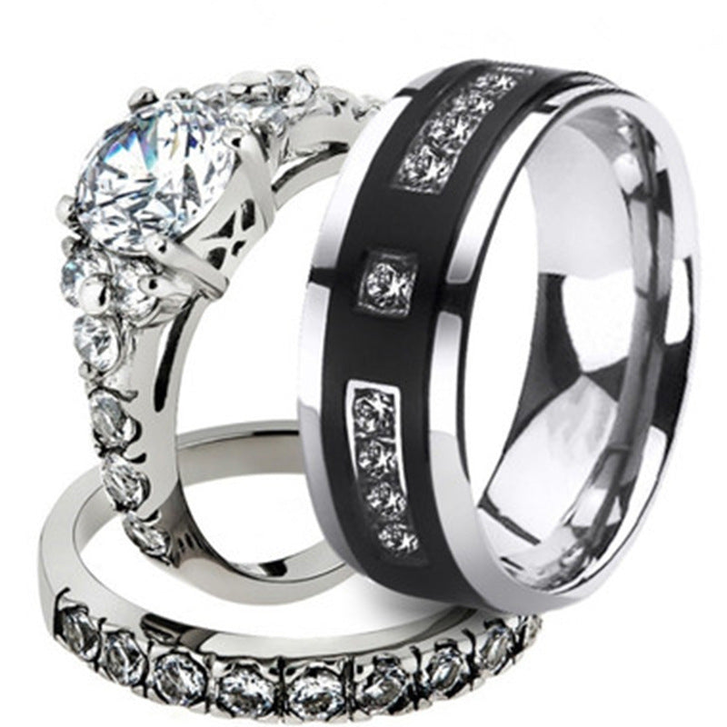 Couple Rings Diamond Studded Geometric Jewelry Unisex