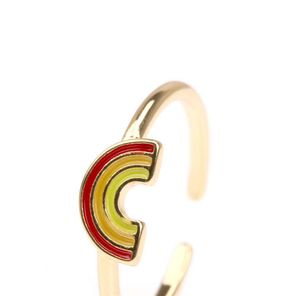 Rainbow Opening Ring Copper Fruit Shaped Jewelry Creative European Form Fashion Ring Gift For Women Chic Style