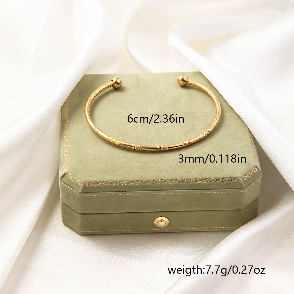 Stainless Steel Woven Bracelet Open Ended Fashion Bangle Electroplated Durable Round Design Accessory Steel And Gold