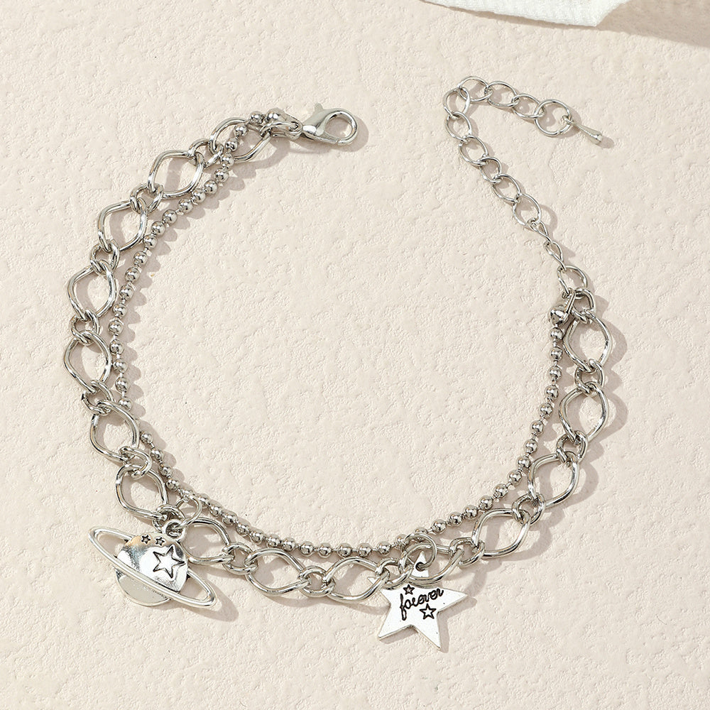 Womens Bracelet Set Fashion Jewelry Electroplated Iron Metal Bangles Irregular Design Bracelet for Women Girls