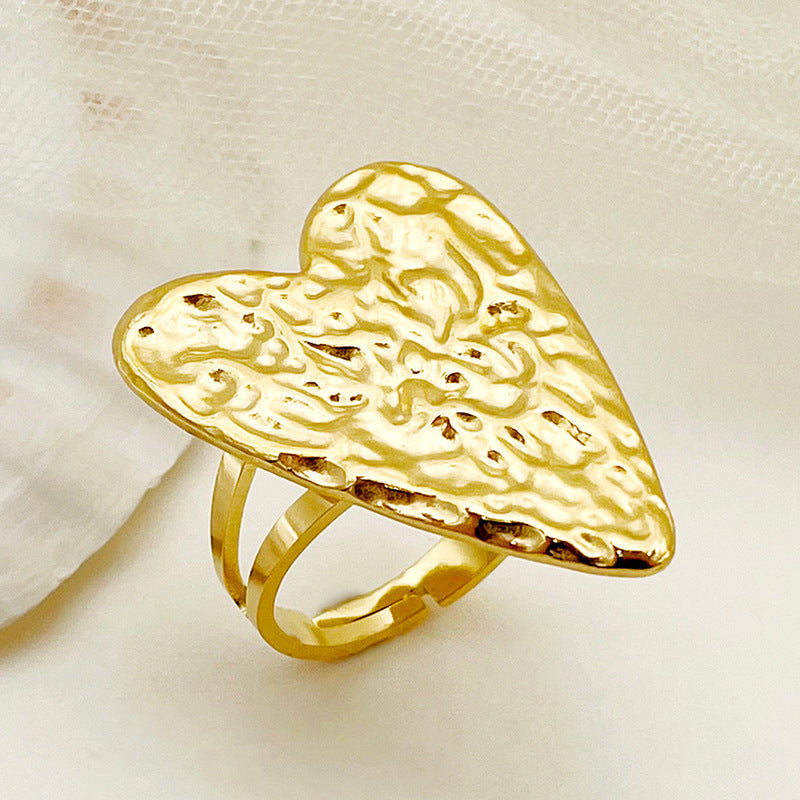 Womens Stainless Steel Ring With Heart Flower Star Pattern