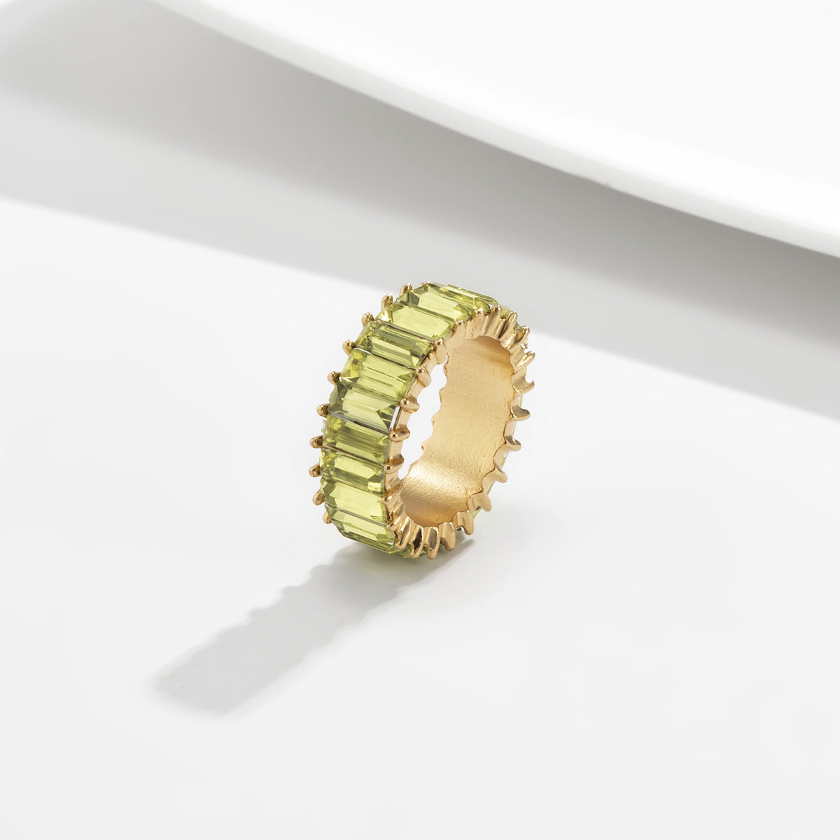 Womens Geometric Alloy Ring Sparkling Square Zircon Inlay Electroplated Finish Fashion Jewelry Ring ForYou Her