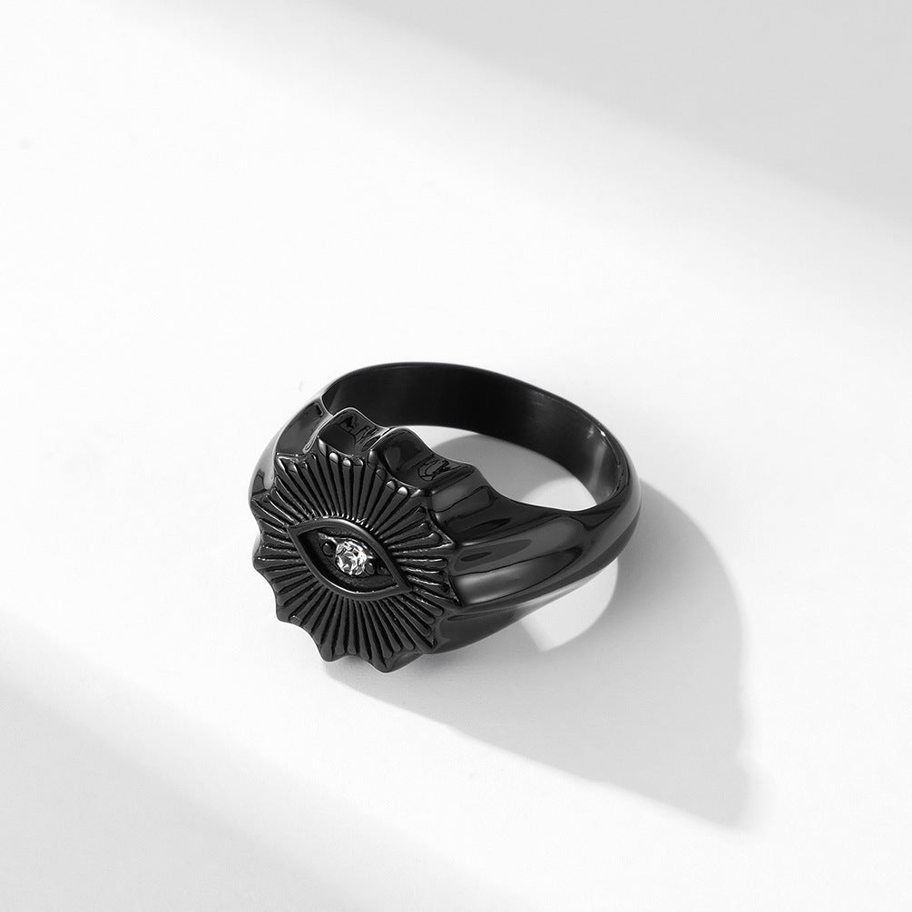 Vintage Style Stainless Steel Eyes Ring For Men Geometric Design Fashion Accessory Casual Wearable Jewelry Gift