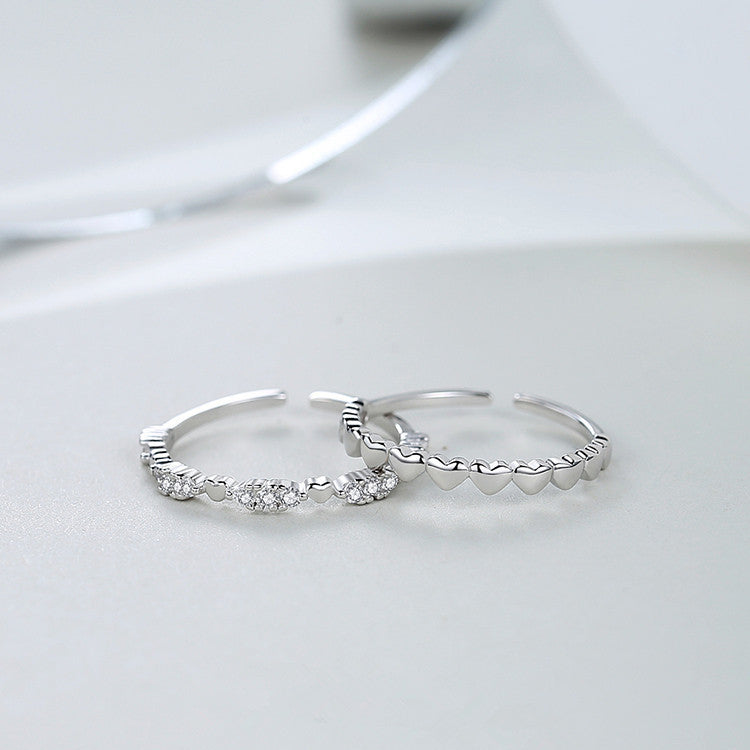 Womens Sterling Silver Adjustable Ring With Gemstones Loving Pattern Water Drop Bell Pattern Ring For Her Gift