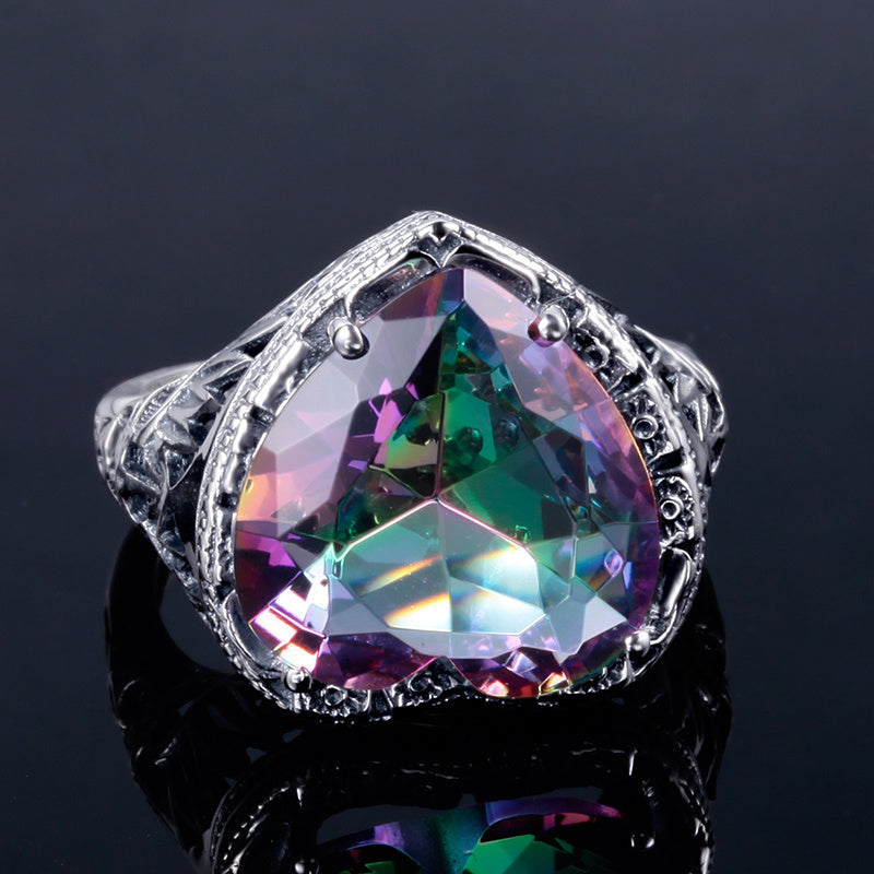 Unisex Copper Ring With Gold Plated Inlay Artificial Gemstones And Semi Precious Stones Jewelry Gift For All Occasions