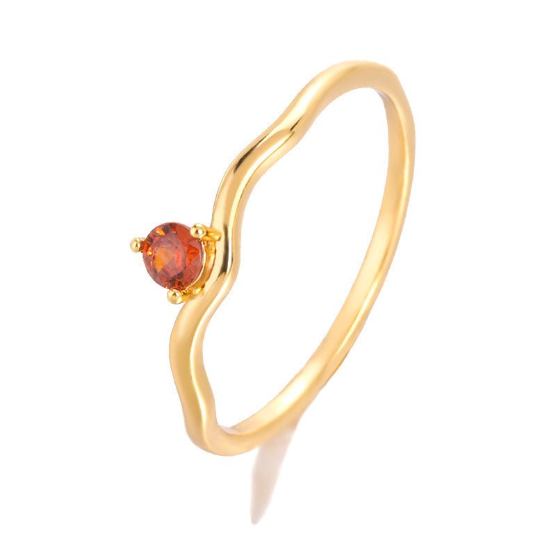 Womens Constellation Ring Zircon Copper Jewelry For Zodiac Sign Gold Color Elegant Celestial Ring For Everyday