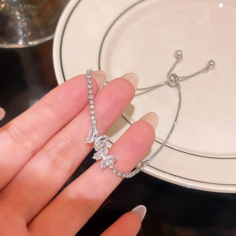 Zircon Bow Bracelet With Butterfly Elegant Electroplated Coppery Design Refined Jewelry Fashionable Accessories