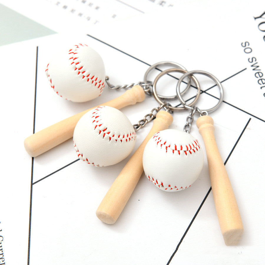 Unisex Wooden Baseball Bat Keychain Pendant For Baseball Fans Everyday Carry Wood Accessory Gift Durable Vintage