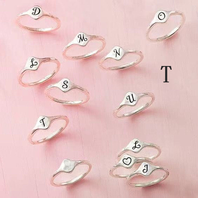 Unisex Adjustable Initial Letter Rings Copper Alphabet Ring Electroplated Individually Packed Fashion Jewellery