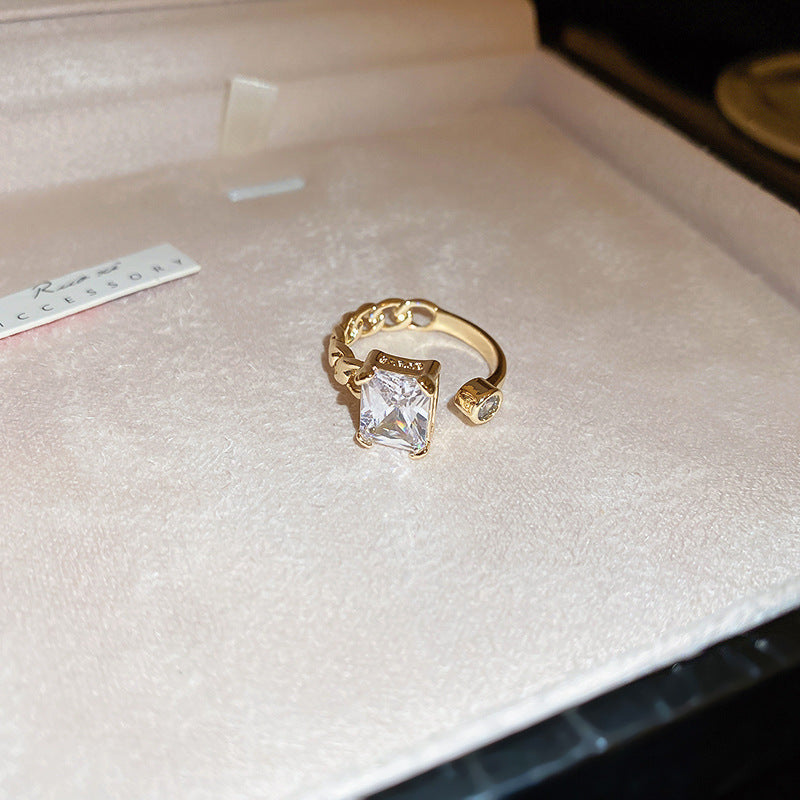 Double Layer Ring Geometric Copper Ring Opal Inlay Gold Plating Exquisite Design Fashion Jewelry Chic Ring Now