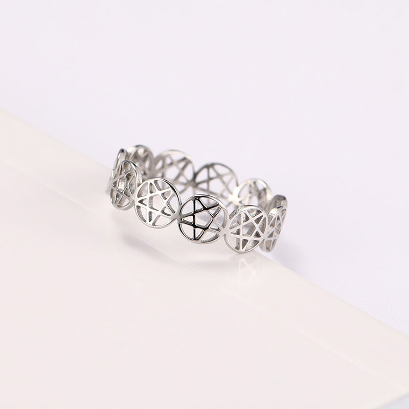 Stainless Steel Five Pointed Star Ring For Men And Women Fashion Jewelry Colour Star Design Unisex Rings Style