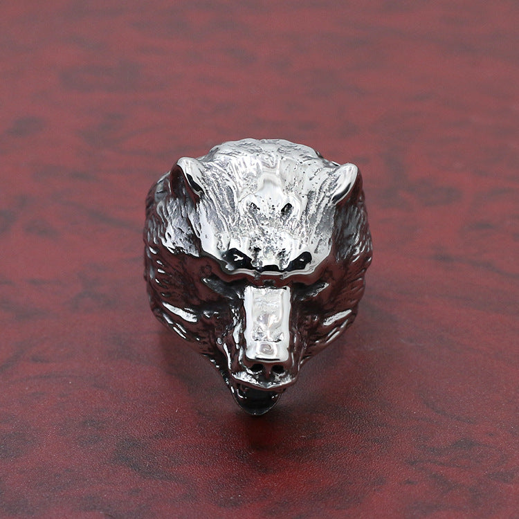 Unisex Wolf Head Stainless Steel Ring For Couples Size 8 9 10 11 12 Polished Durable Polished Finish For Daily