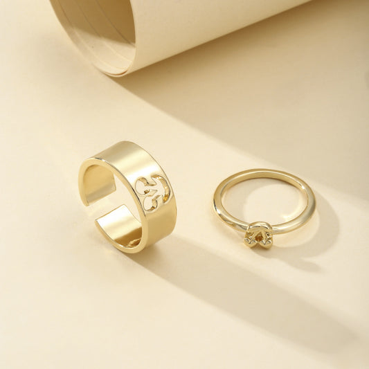 Matching Couple Rings Adjustable Alloy Cherry Rings European Design Unisex Fruit Hollow Rings Anniversary Gift