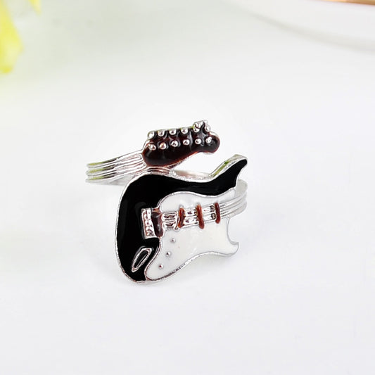 Unisex Guitarist Ring Alloy Jewelry Baking Varnish Finish European American Style Music Ring Gift to Musicians