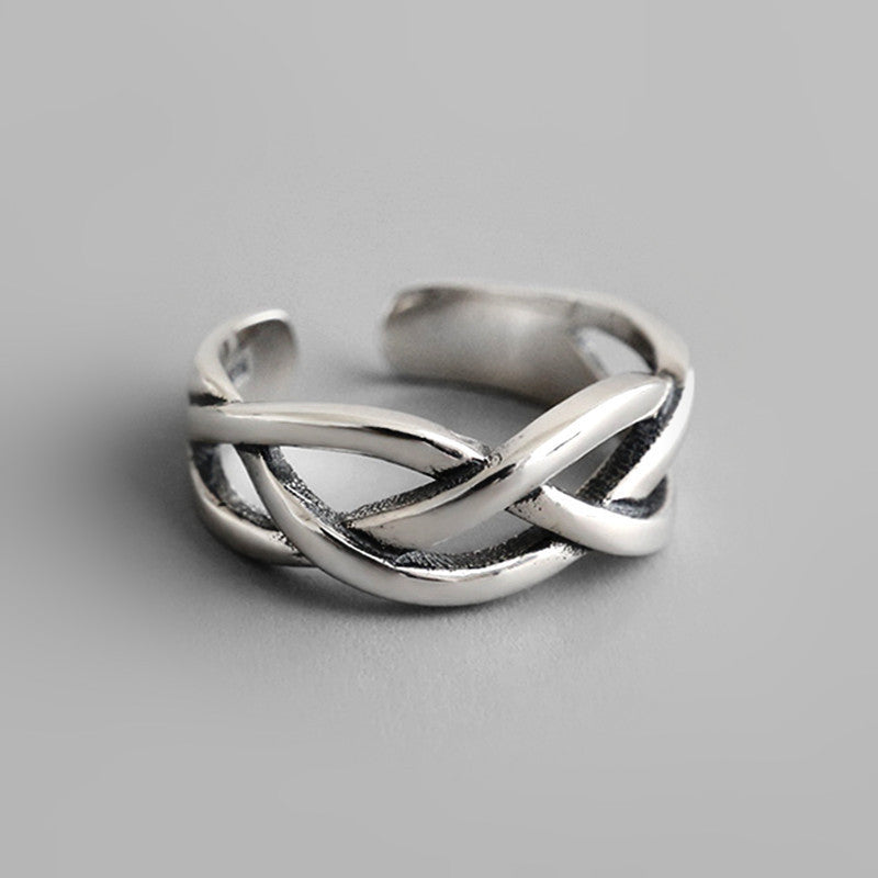 Geometric Copper Ring Vintage Distressed Marcasite Twist Mesh Diamond Check Elements Ring For Everyday Wear It