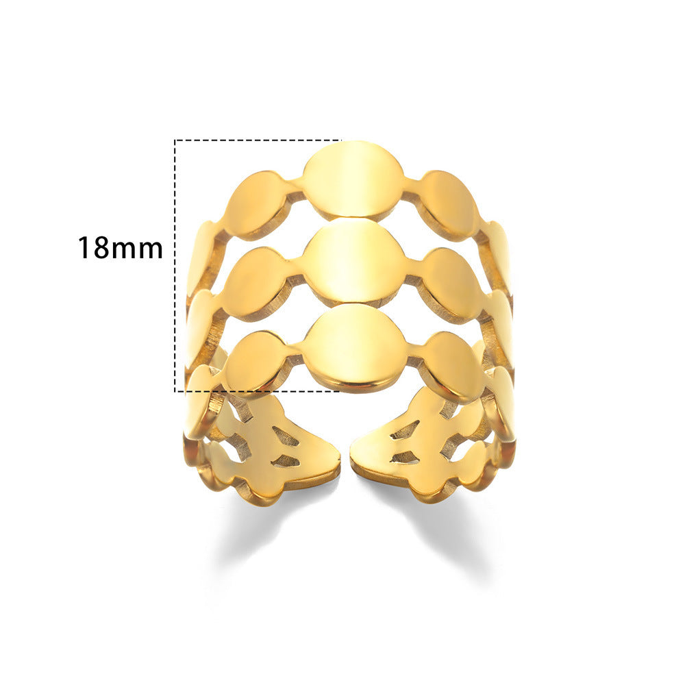 Unisex Adjustable Stainless Steel Ring Heart Shape Geometric Hollow Design Band For Women And Men Everyday Jewelry