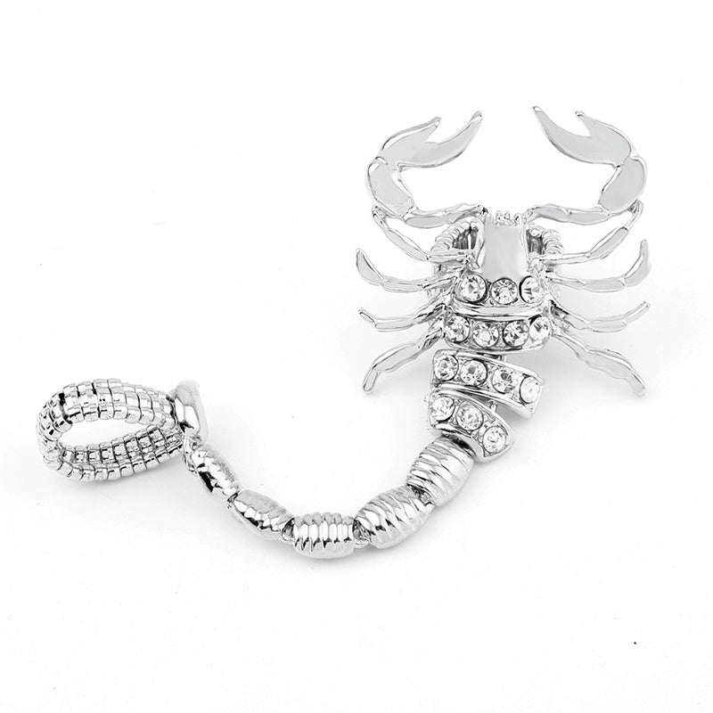 Scorpion Ring Double Finger Elastic Crystal Punk Vintage HipHop Jewelry Bold Fashionable Durable For Women Men