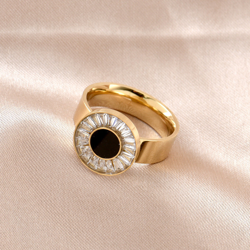 European And American Ring Micro Diamond Light Luxury Temperament Couple Ring Titanium Steel Jewelry Fashion Ring Gift for Her and Him