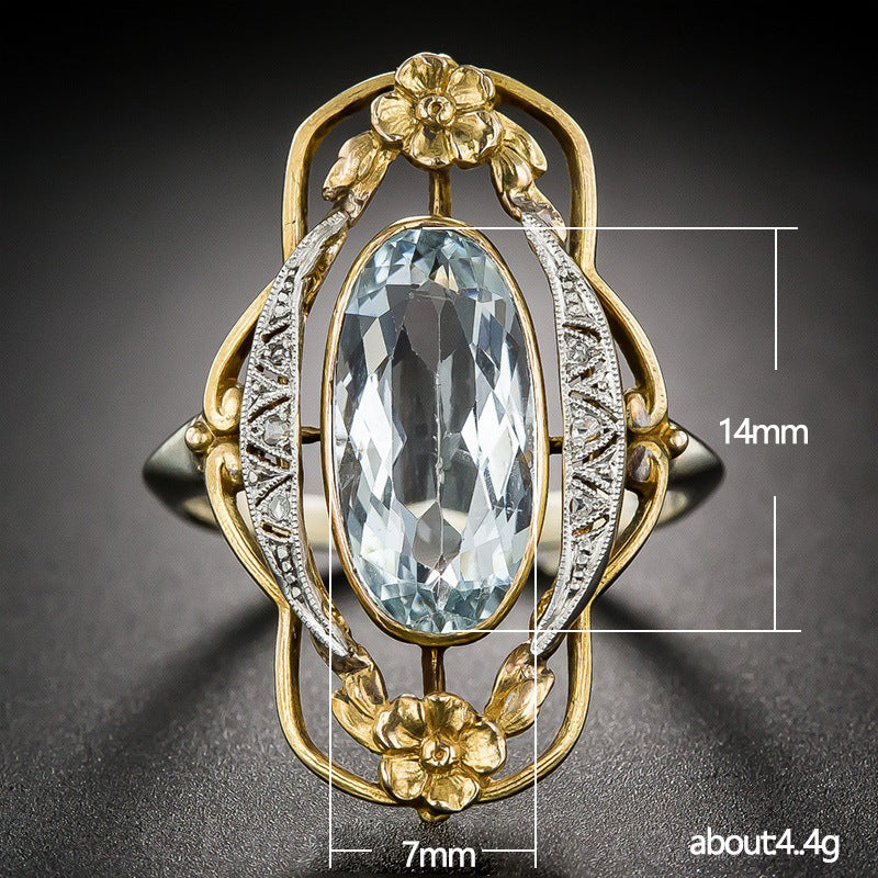 Women Zircon Inlaid Hollow Flower Copper Ring Gold Plated Fashion Jewelry Gift For Her Elegant Durable Accessory