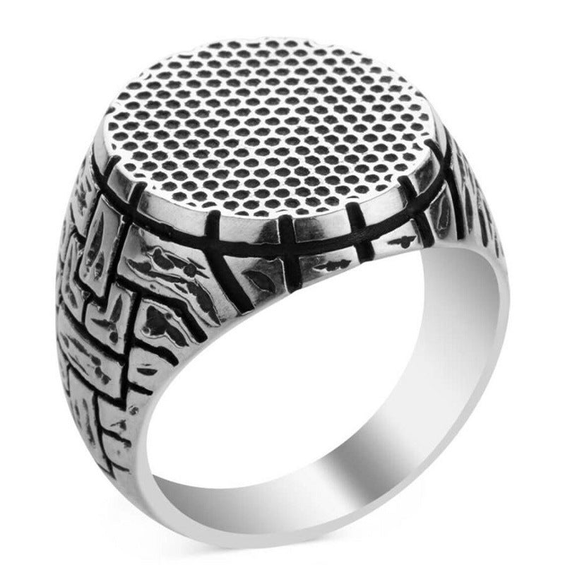 Mens Geometric Pattern Ring Vintage Alloy Unisex Ring Fashion Jewelry Accessory Geometric Design Ring For Him Fashion