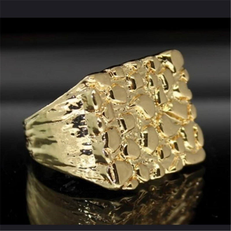 Unisex Gold Geometric Square Alloy Ring For Men Women Durable Modern Fashion Everyday Accessory Sleek Minimalist Style