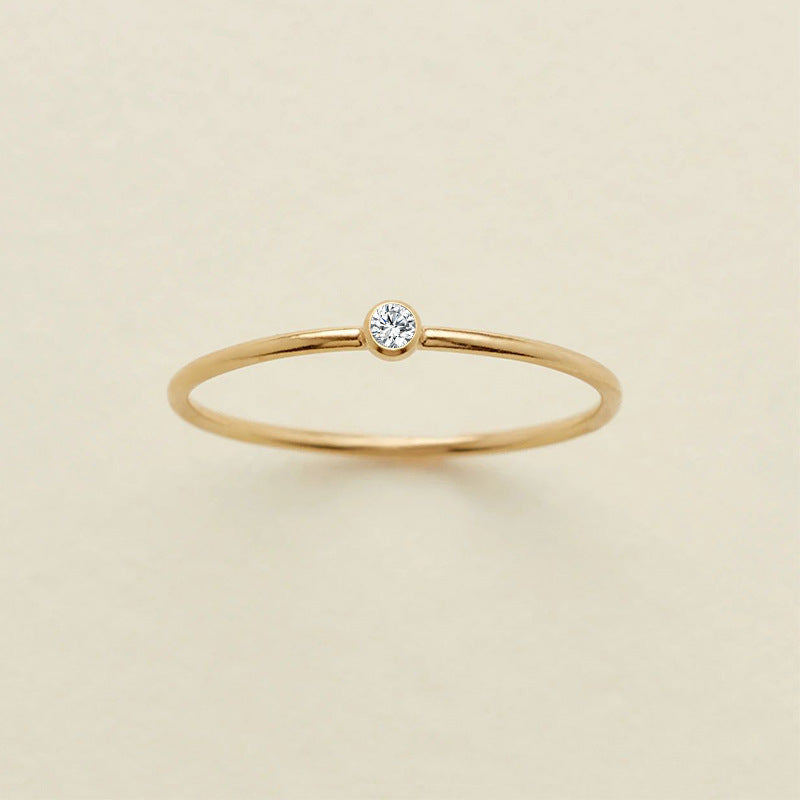 Stainless Steel Geometric Ring With Diamond Accents And Colorful Simulated Birthstone Anniversary Ring For Women Girls