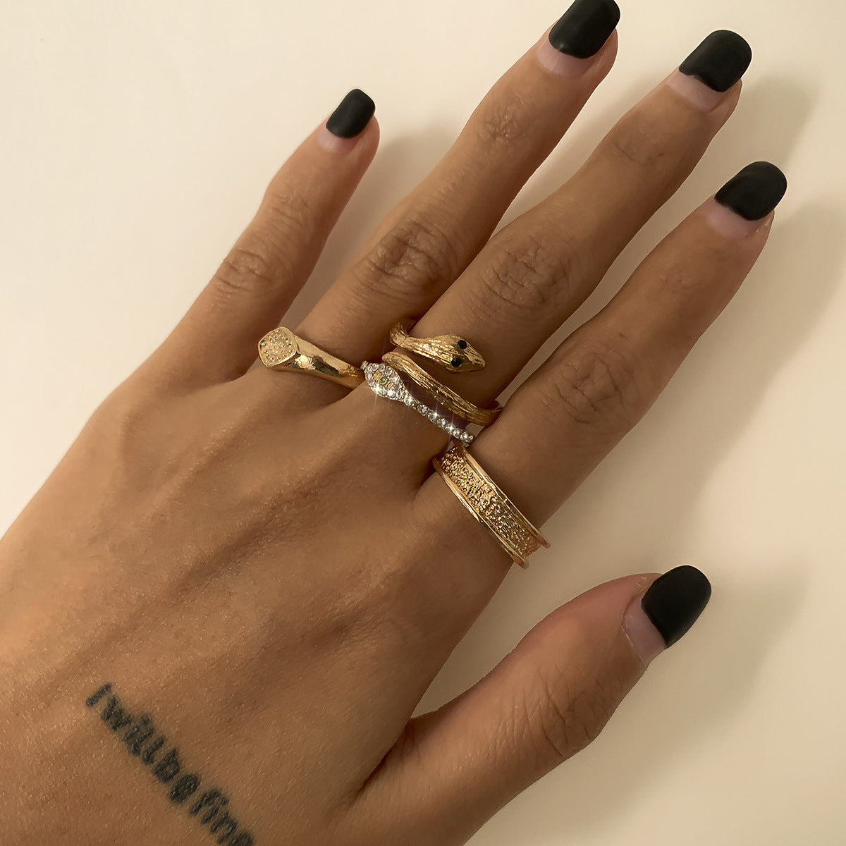 Womens Geometric Snake Ring Set Simple Alloy Rings Stacking
