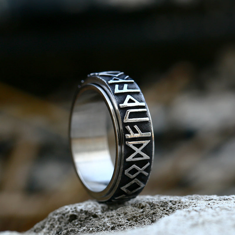 Geometric Alloy Ring Ancient Silver Electroplated Finish European Viking Fashion Unisex Ring For Men And Women