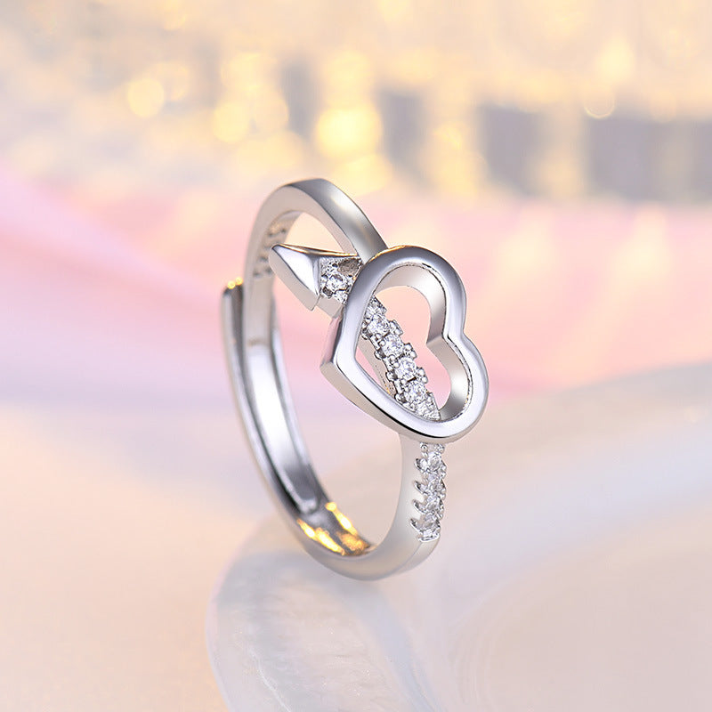 Heart Shaped Arrow Ring Korean Style Adjustable Jewelry