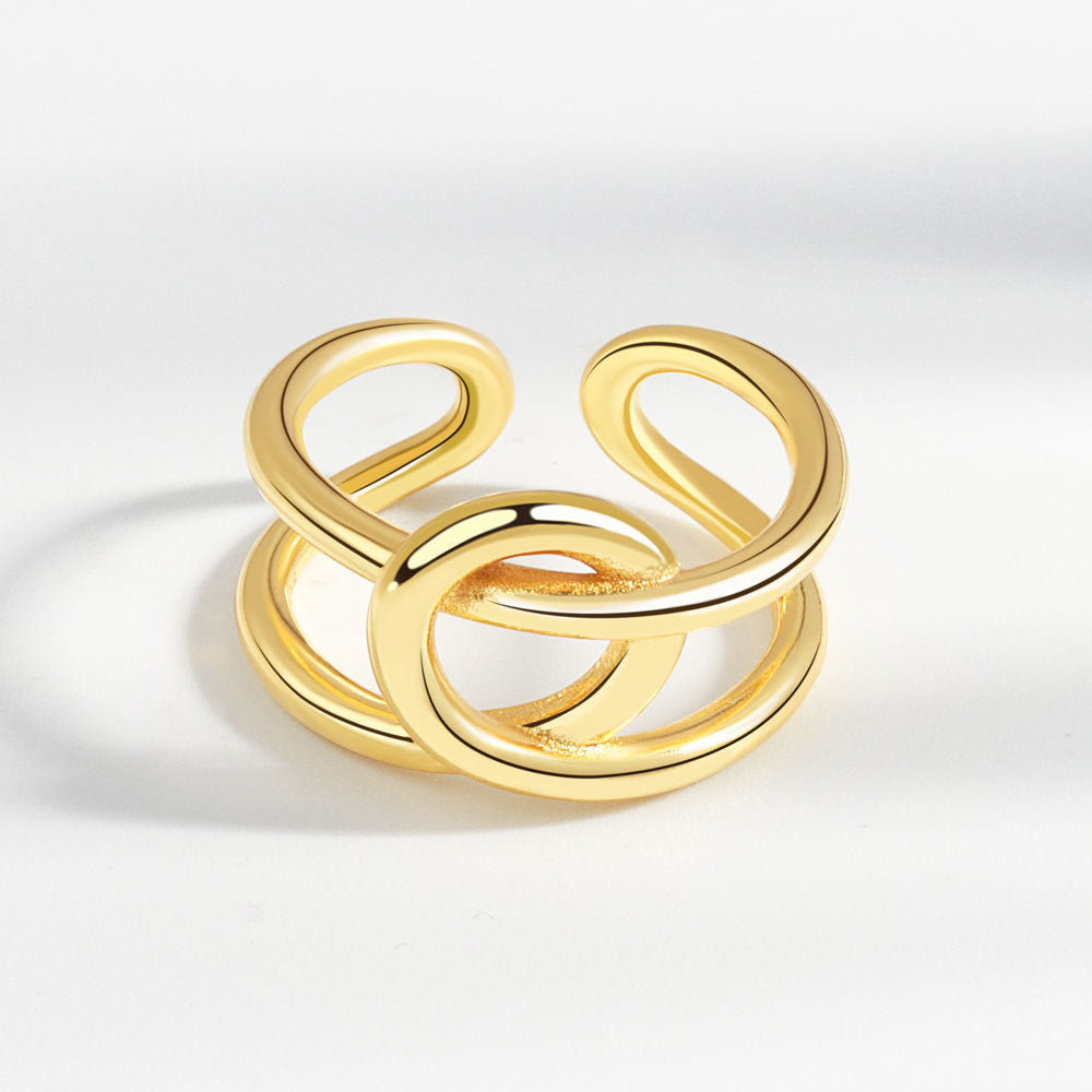 Adjustable Womens Copper Ring Vintage Knotted Cross Geometrical Statement Ring Platinum Or Gold Finish Elegant