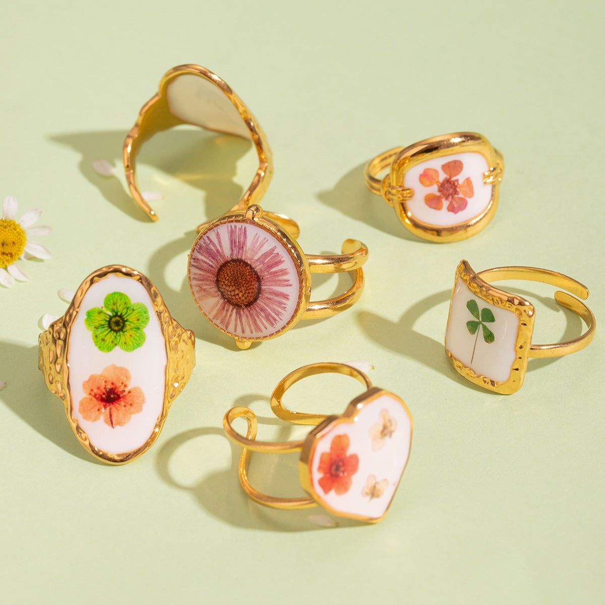 Women's Stainless Steel Flower Ring Adjustable Opening Electroplated Durable Fashion Jewelry Accessory For Her