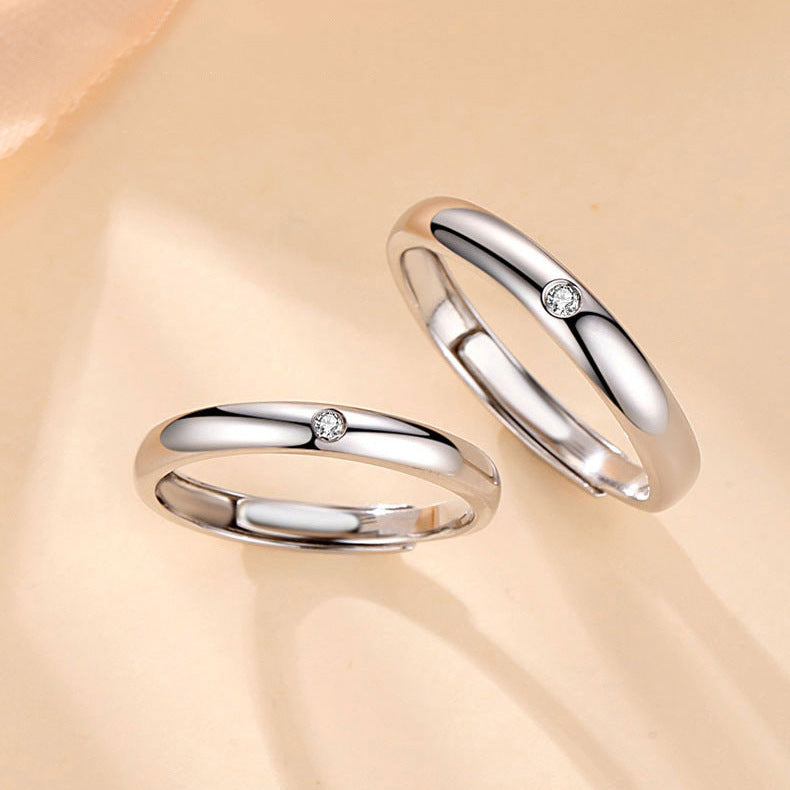 Sterling Silver U Shaped Adjustable Couple Rings His And Hers Promise Jewelry Matching For Couples Anniversary