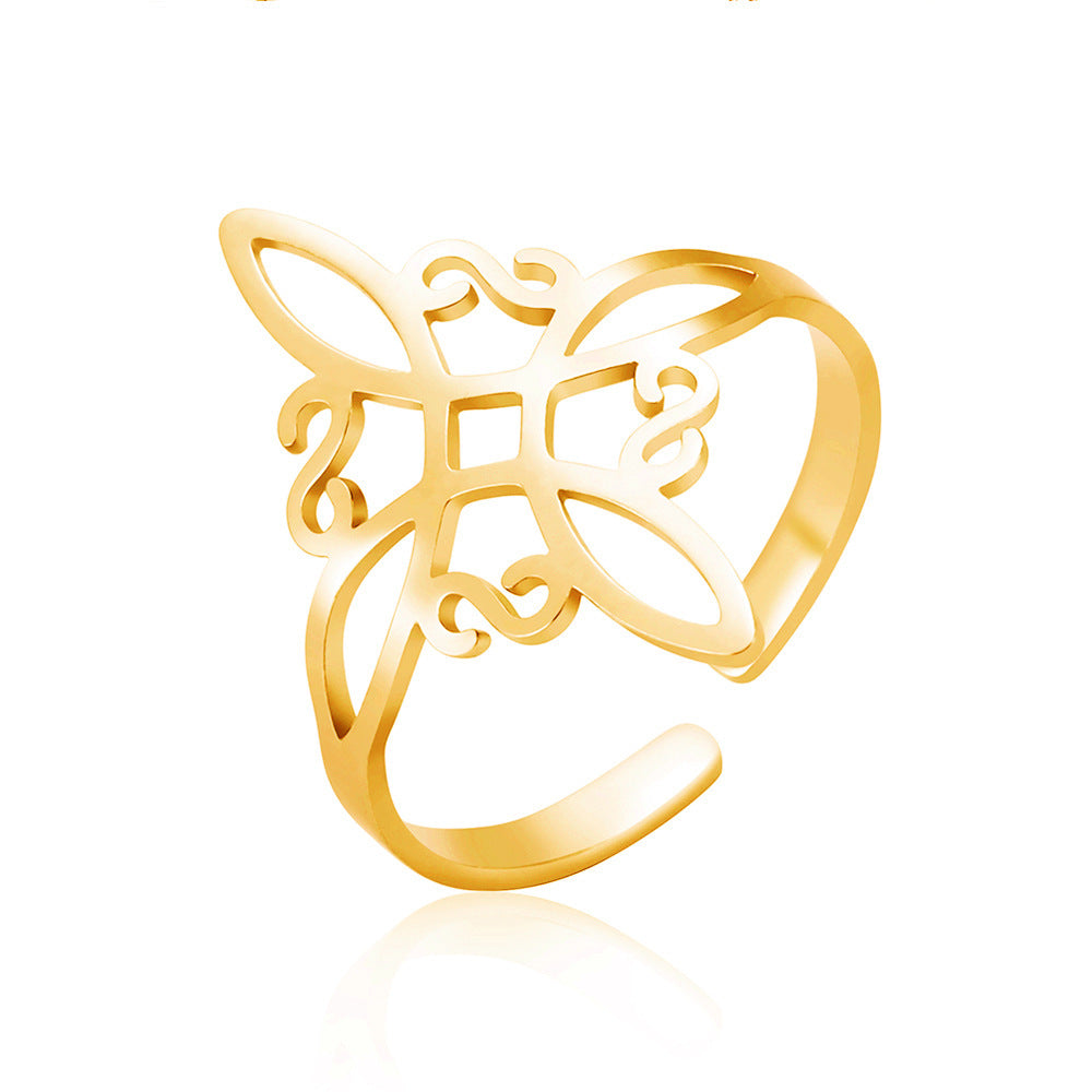 Stainless Steel S Shaped Knot Ring For Women And Men Electroplated Fashion Jewelry In Gold Or Black Style Trend
