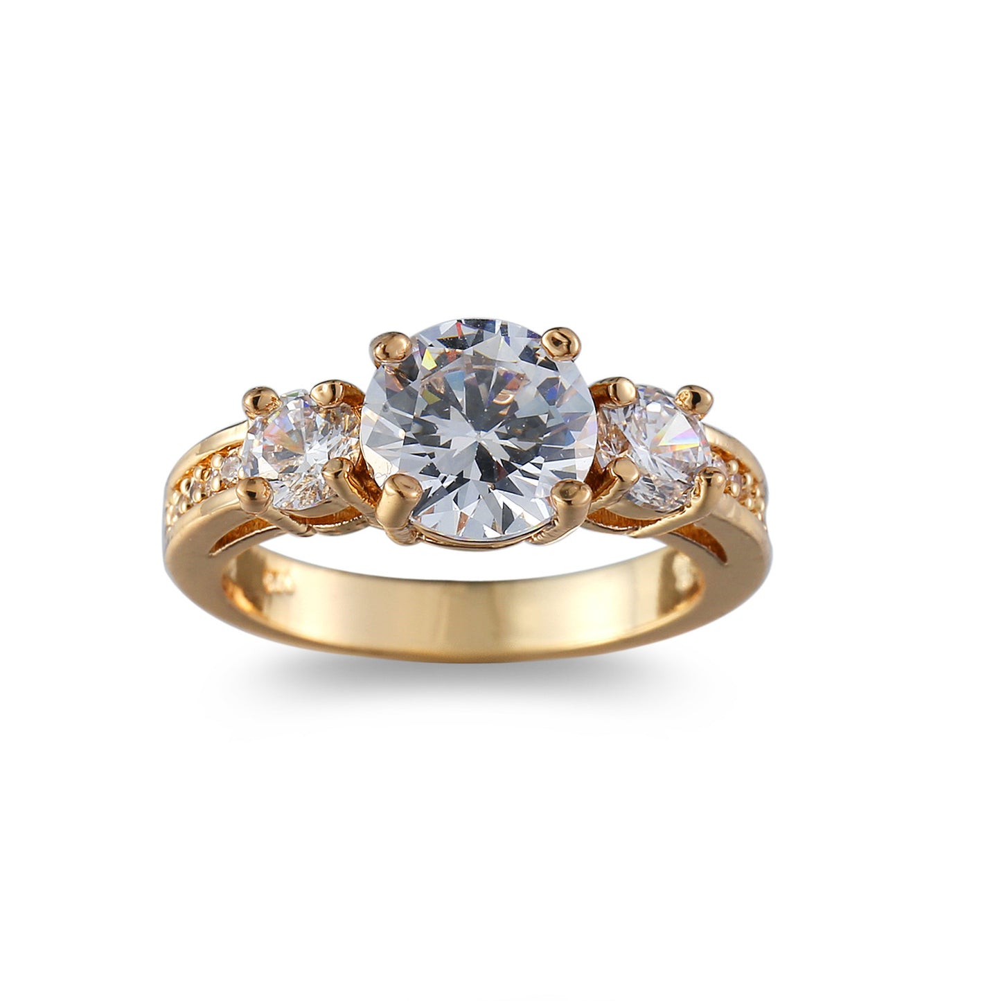 Gold Plated White Zircon Ring For Women Geometric Copper Jewelry Fashion Accessory Sizes 6 7 8 9 10 Elegant Daily Wear
